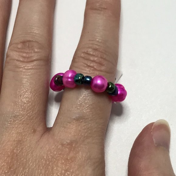 Handmade Pink Freshwater Pearl Ring, Size 7 3/4 - Picture 3 of 6